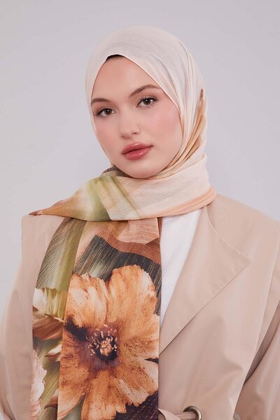 Levidor Βαμβακερό σάλι με ρίγες και λουλούδια