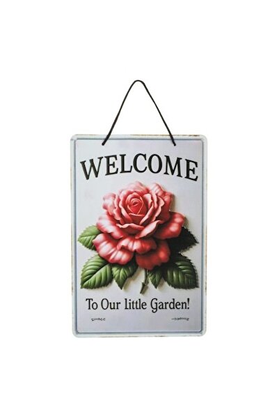 SHOPIENS Decoratiune Suspendabila Metalica Trandafir Welcome 24x36cm