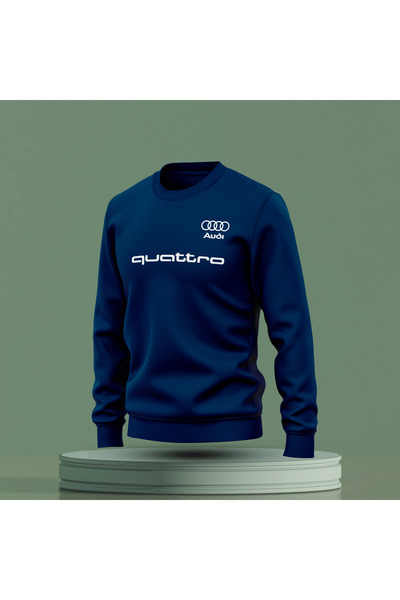 Bulvar Lee Bisiklet Yaka Audi Baskılı Sweatshirt / Araba