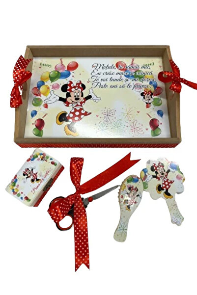 Mamboo Tavă și accesorii pentru tort de ceremonie pentru fetiță cu personaj de desene animate cu șoarece