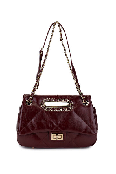Tamer Tanca Women's Faux Leather Burgundy Shoulder Bag
