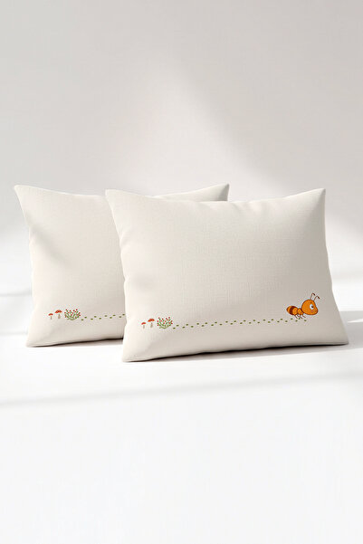 Kanz Ranforce %100 Pamuk Bebek Yastık Kılıfı 2'li Set 35x45 cm - Tiny Ant A