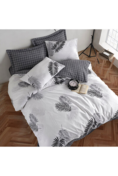 Enlora Home Bedding EnLoraHome ,80%cotton,20%poly,4pc,Duvet200x220,Sheet220x240,Pillow50x70,White/gray