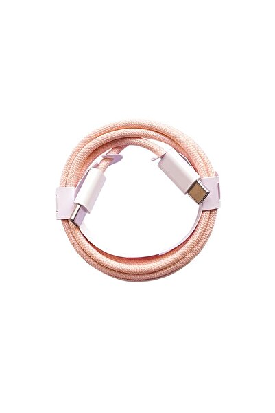 Flippy Universal Data Cable, Fast Charging, USB Type-C to Type-C, Nylon Braided, 1 m, Pink