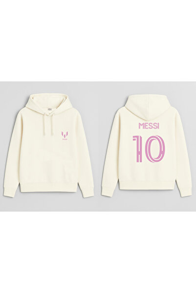 MODA Jucătorul de fotbal Lionel Messi cu imprimeu Hanorac pentru băieți Ecru cu glugă Swea tricou