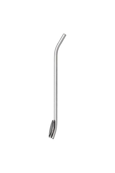 SHOPIENS Set 2 reusable stainless steel straws Shopiens, straight with spoon end and cleaning brush, silver,