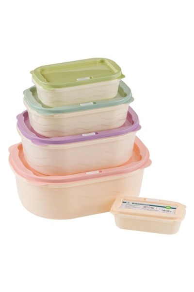 SHOPIENS Set 5 caserole alimentare din plastic cu orificiu de aburi