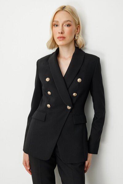 Ekol Double Breasted Collar Cover Pocket Jacket