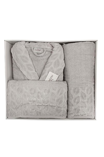 Nurpak Single Bathrobe Set Şalyaka-Hazal Gray (Size Xl-Xxl)