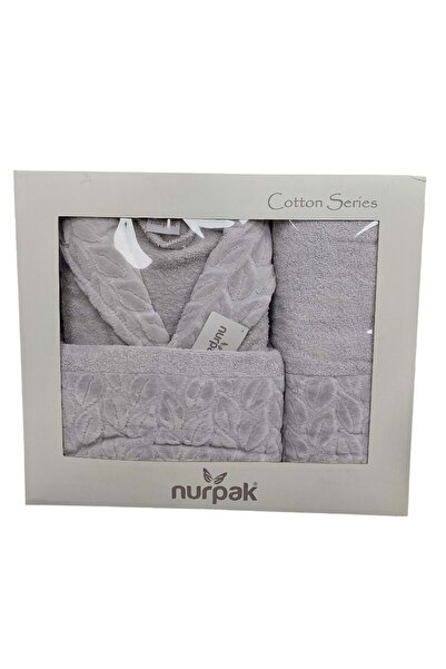 Nurpak Single Bathrobe Set Şalyaka-Hazal Gray (Size Xl-Xxl)