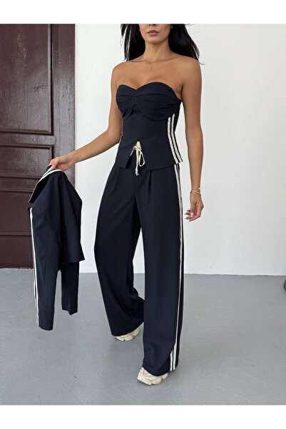 NOA LİNE Women's High Waist Stripe Detailed Trousers