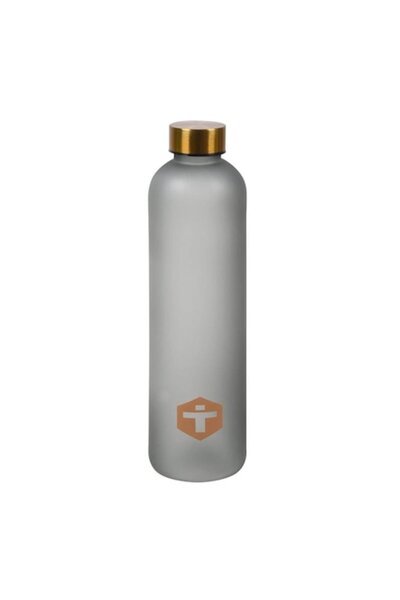 SHOPIENS Sport Water Bottle Shopiens® Grey Plastic with Gold Metallic Lid, 1 L