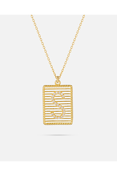 MEKS JEWELS 14 Ayar Altın Harfli Çerçeve Kolye
