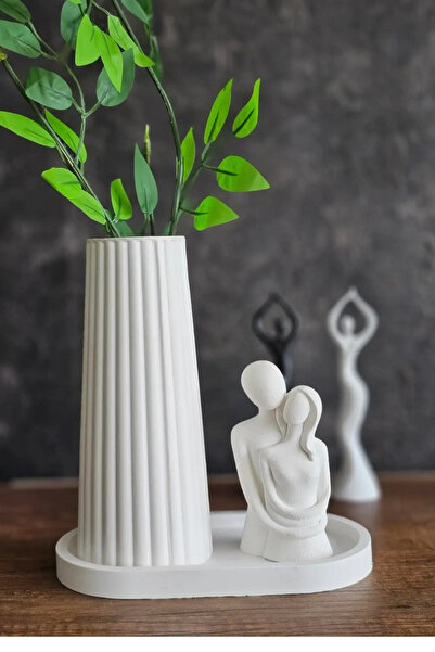 rufhomedesign Pinterest Pampas Sarılan Çift & Uzun Vazo & Tabak Dekoratif 3 lü Set