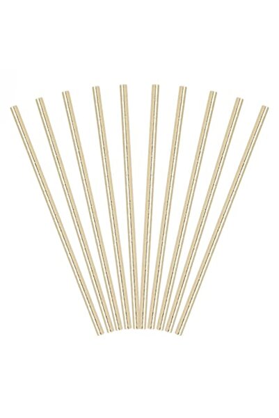 SHOPIENS Set 15 paper straws Shopiens®, straight, gold color with foil, 6 x 197 mm