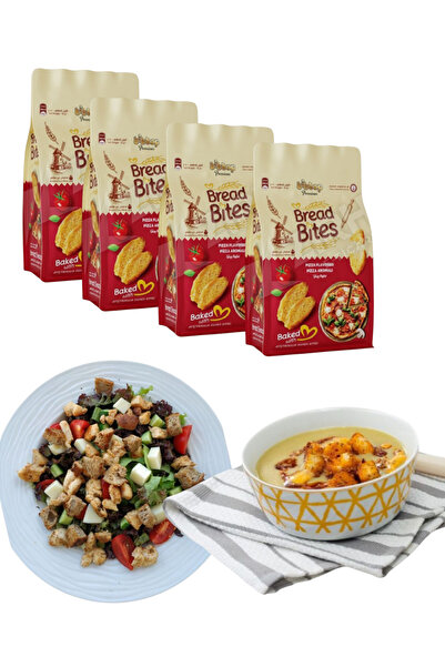 KMS HOME Bread Bites Kıtır Ekmek Çorbalık Salatalara Kurutulmuş Pizza Tadında...