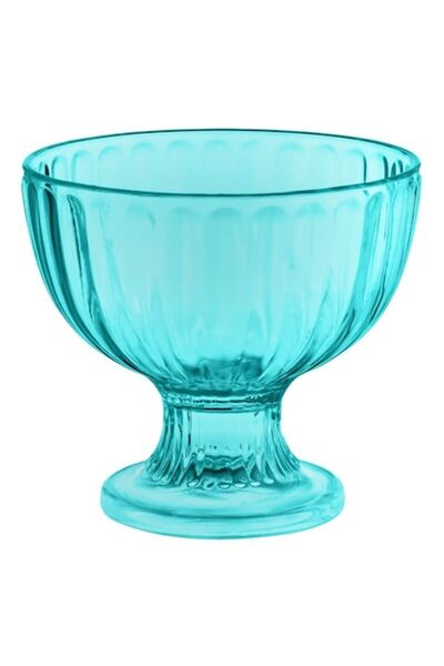 SHOPIENS Plastic Ice Cream Bowl with Striped Turquoise Base, Shopiens®, 350 ml