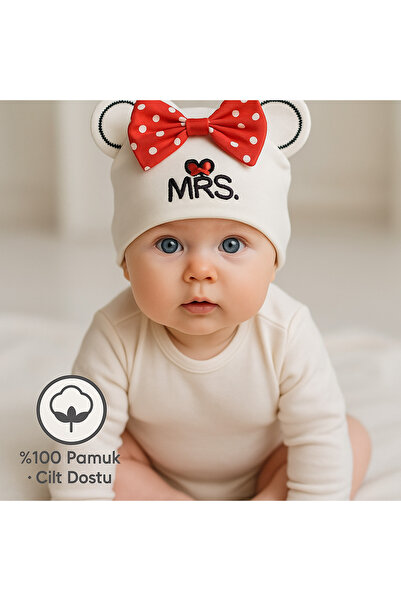MYZİ STORE Baby Hat – 100% Cotton, Patterned with Ears & Accessory Model – 0-12 Months