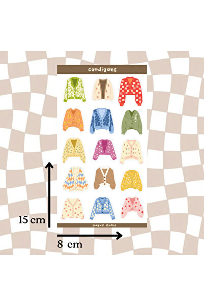 Songwol Studios Autocolant tematic cu cardigan de toamnă, decal, jurnal cu bi...