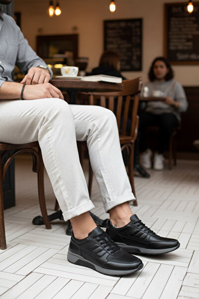 Fosco Black Genuine Leather Men's Casual Shoes 2720-1 m