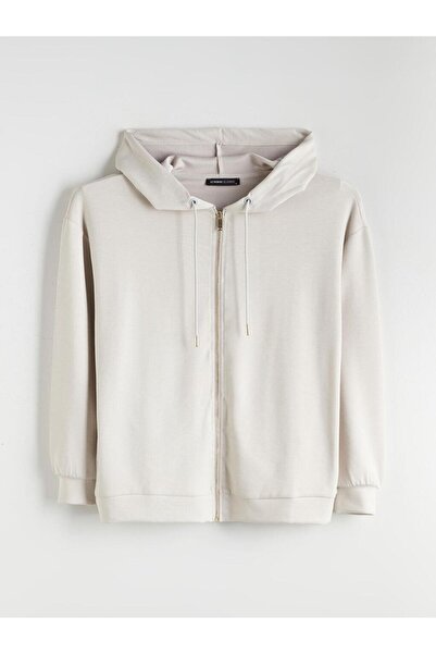 LC Waikiki Hooded Oversize Women's Zippered Sweatshirt (W5)