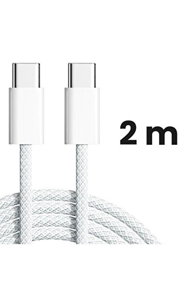 Flippy Universal TYPE-C to TYPE-C Data Cable, 2m, 160 Copper, Braided Nylon, White