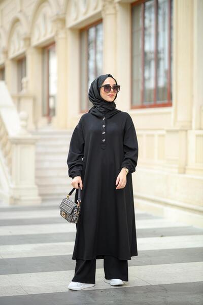 NS Moda Hijab Duha Set Black-Model 548