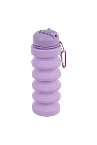 SHOPIENS Сгъваема силиконова бутилка за вода Shopiens® с пръстен и сламка, ли...
