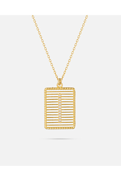 MEKS JEWELS 14 Ayar Altın Harfli Çerçeve Kolye