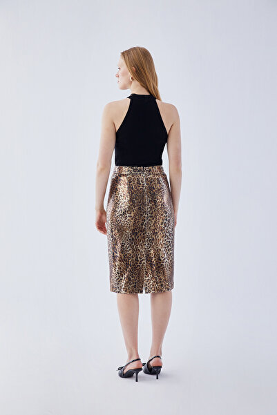 IDYL Leopard Print Sequin Skirt