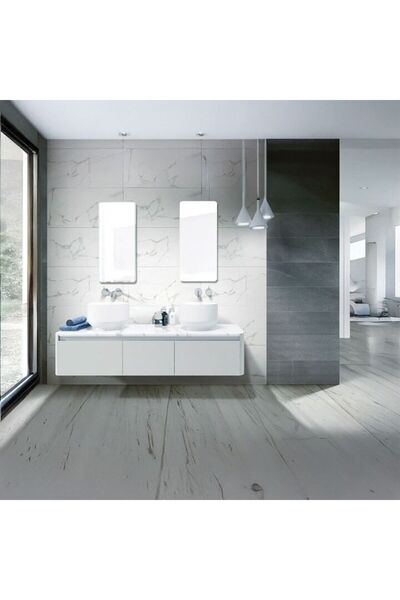 SHOPIENS Decorative Self-Adhesive Wallpaper with Gray Marble Effect Set of 6 Pieces 60x30cm