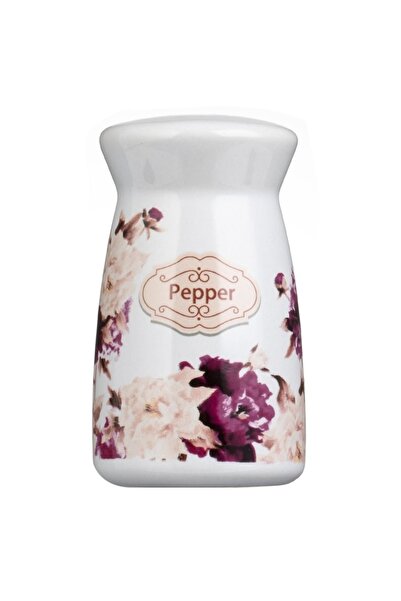 SHOPIENS White Ceramic Salt and Pepper Shaker with Purple Flowers 60ml