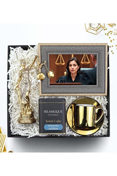Trendmiya Adalet Heykeli & Fincan & Çerçeve & Selamlıque Hediye Seti