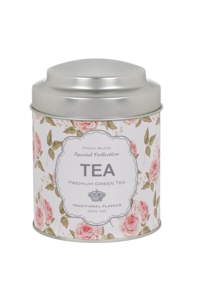 SHOPIENS Metal Storage Box for Tea with Floral Design and Lid Shopiens®, 9 x 11.8 cm