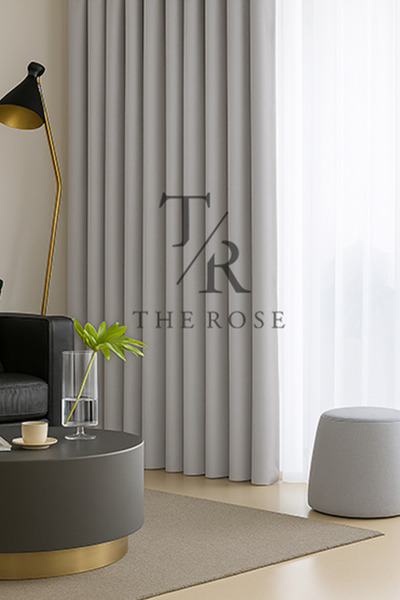 EÖ PERDE DÜNYASI Açık Gri Blackout, Karartma Perde, Pilesiz, Lüks, Tek Kanat,...