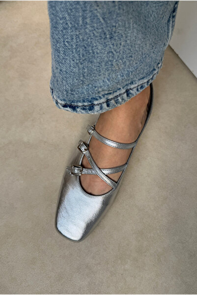 Mupa Shoes Women's Ballet Flats SILVER Patent Leather