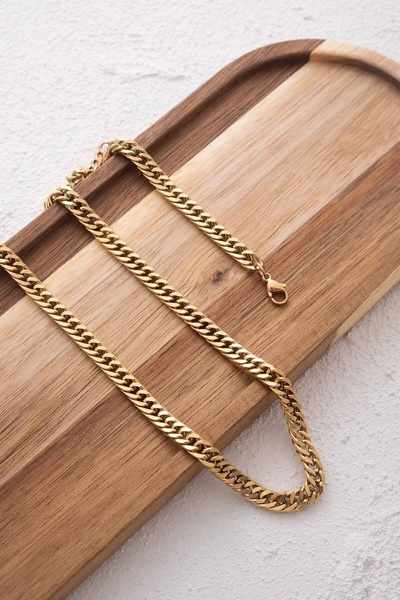 ByFlorya Jewelry Çelik Almak Gourmet Men's Chain Necklace 6mm Does Not Tarnish
