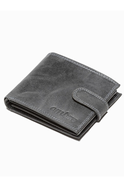 OMBRE Ανδρικό δερμάτινο πορτοφόλι - μαύρο A087