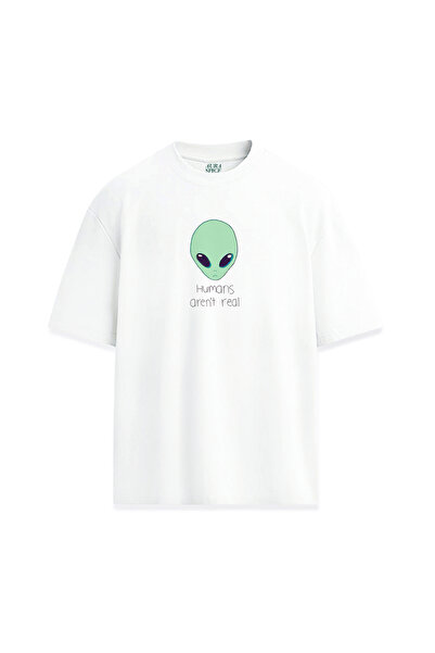 Darkia Alien Alien Humans Are Not Real Written Design Printed Unisex T-Shirt