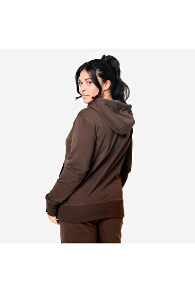 Decathlon Domyos Kadın Pamuklu Kapüşonlu Sweatshirt - Kahverengi