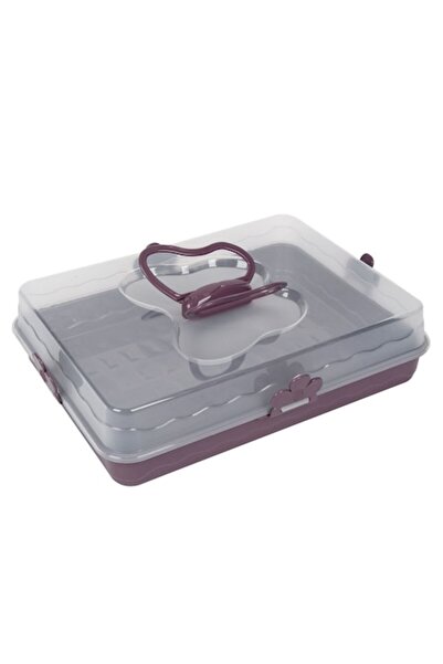 SHOPIENS Plastic Box Shopiens® for Cakes and Pastries, with Butterfly Handle Lid, 37 x 28 cm