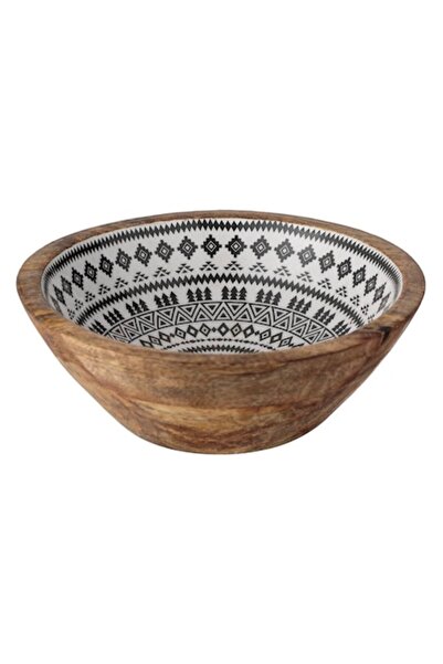SHOPIENS Wooden Bowl Shopiens® with Aztec Pattern, 20 x 8 cm
