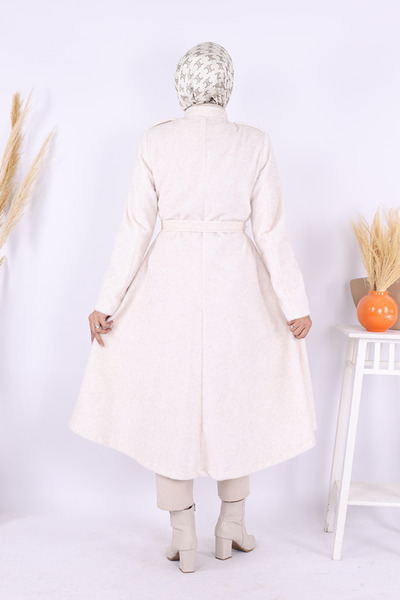 Bym Fashion Snap Button Detail Coat 70035 Stone