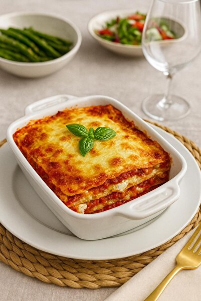 Akkoyunlu home Ceramic Lasagna Pan with Handle Oven Dish Grill Base Oven Cake Mold