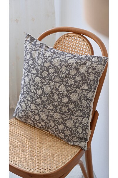 Sâye Gray Safia Linen Throw Pillow Cover