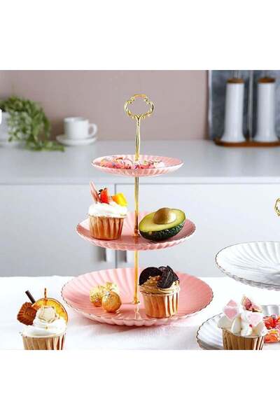 Blusmart Fructieră etajată 3 niveluri, 33x25x25 cm, roz