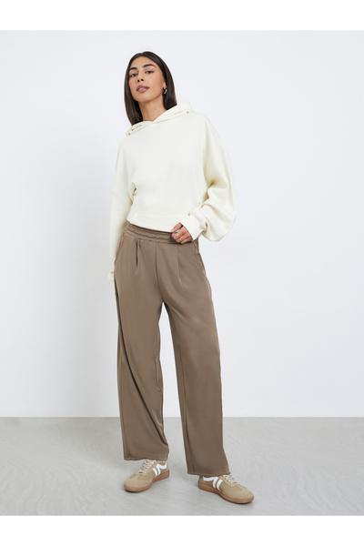 Styli Women Brown Relaxed Wide Leg Trousers