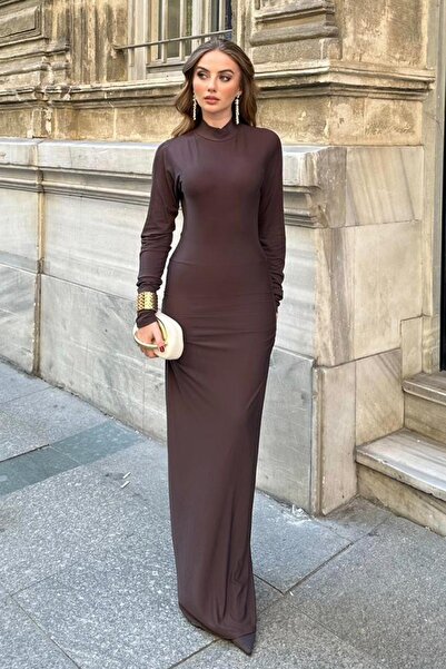 Elbee Fashion Woman Рокля без гръб с драпирани детайли