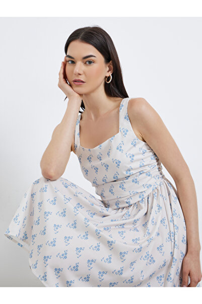 Take Two By Styli Floral Print Square Neck Strappy Mini Dress