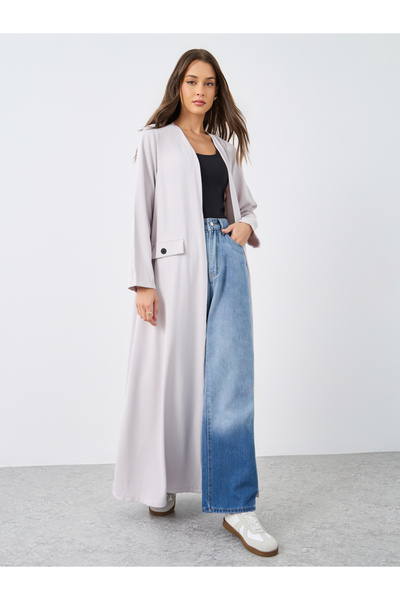 Styli Front Open Abaya with Mock Flap Pockets